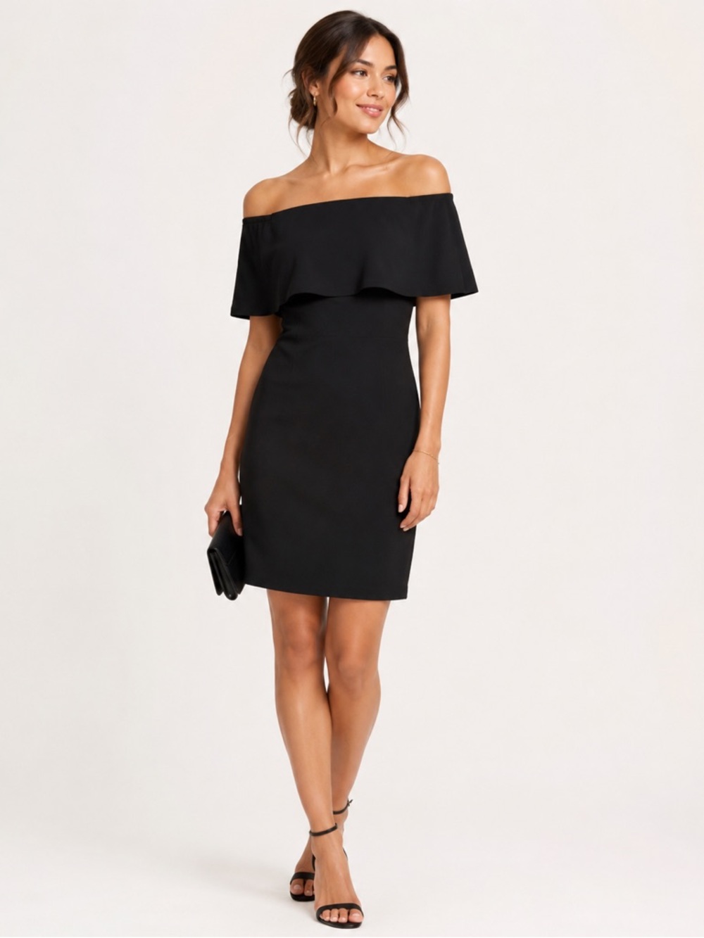 Charles Henry Womens Little Black Dress Size XL Off The Shoulder Cocktail Formal